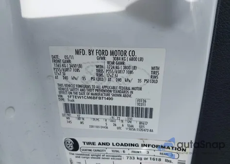 2011 Ford F-150 Xlt from USA, damaged, VIN 1FTEW1CM6BFB71490